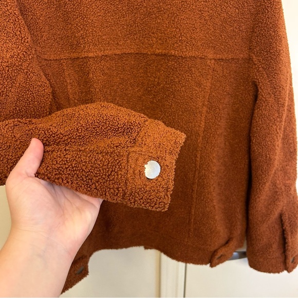 Nordstrom BP Rust Burnt Orange Sherpa Jacket Size Small Lined and Cozy - Picture 7 of 7